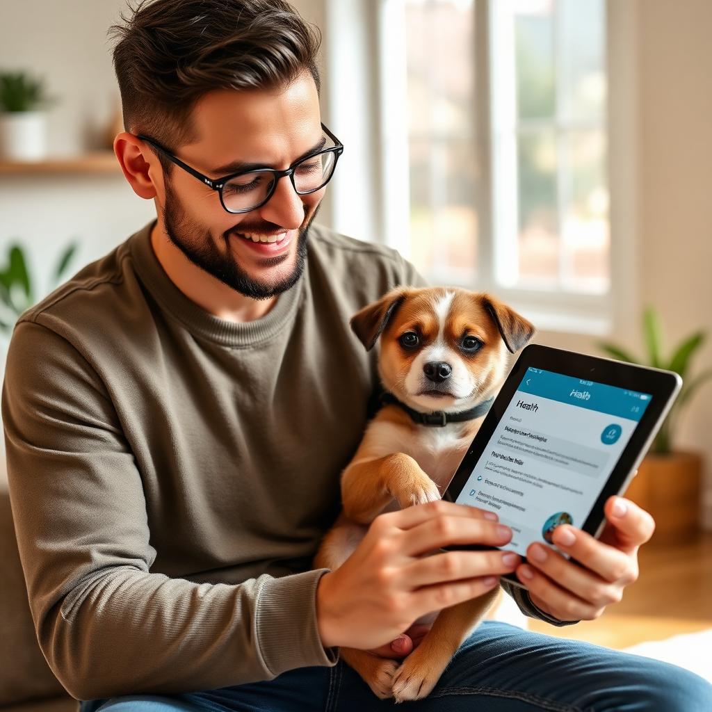 Tutora com cão saudável simbolizando o funcionamento de um plano de saúde veterinário