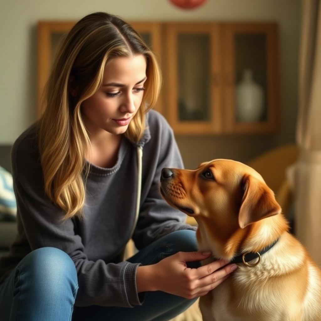 Tutora observando com atenção o comportamento do cão em casa